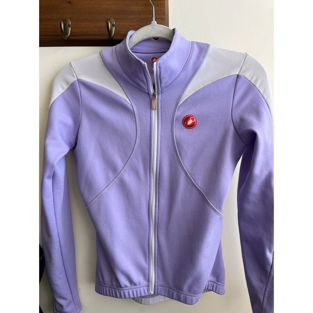Castelli Performance Cycling Purple Jacket Big Graphic Logo Full Zip small